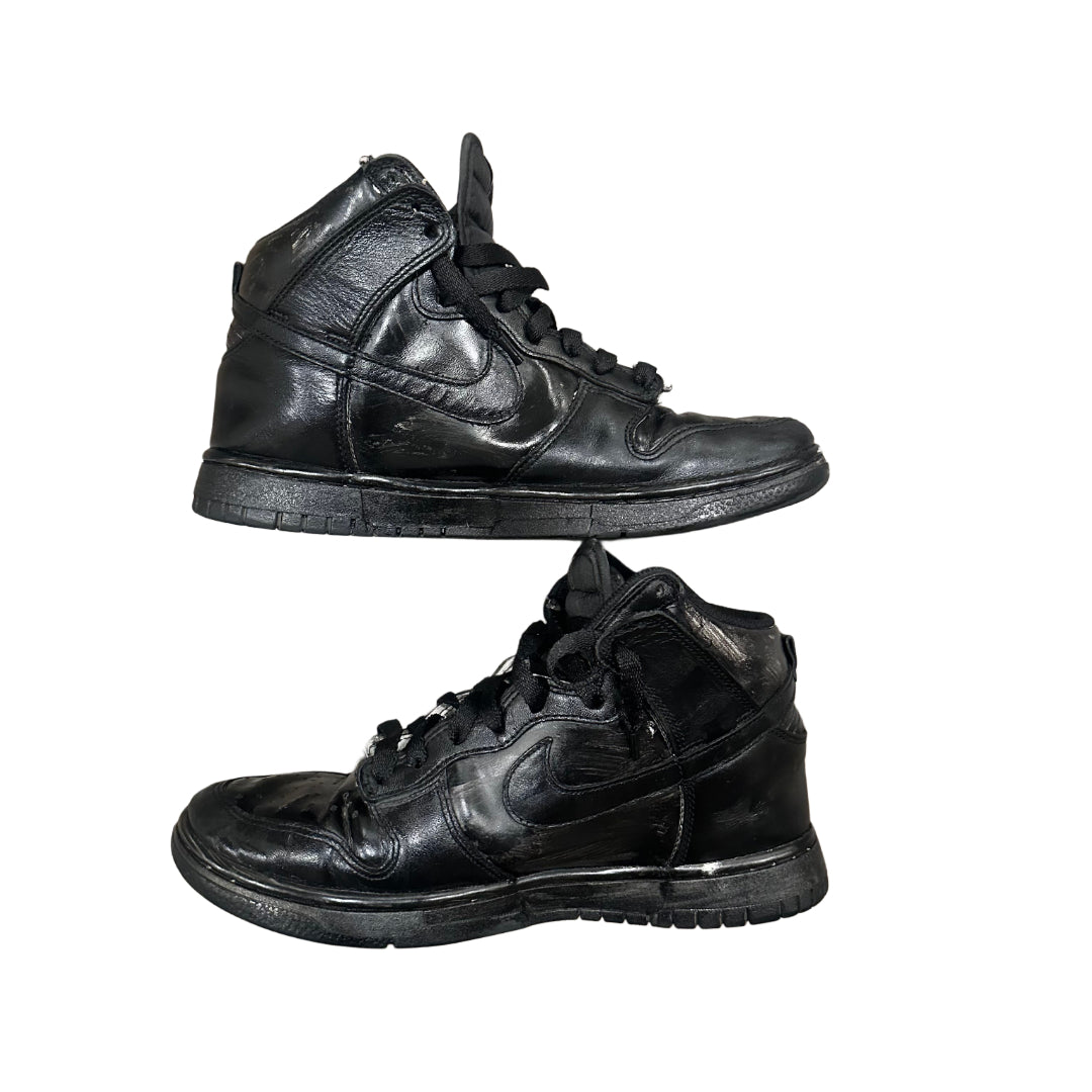 black painted grunge nike dunk side view 