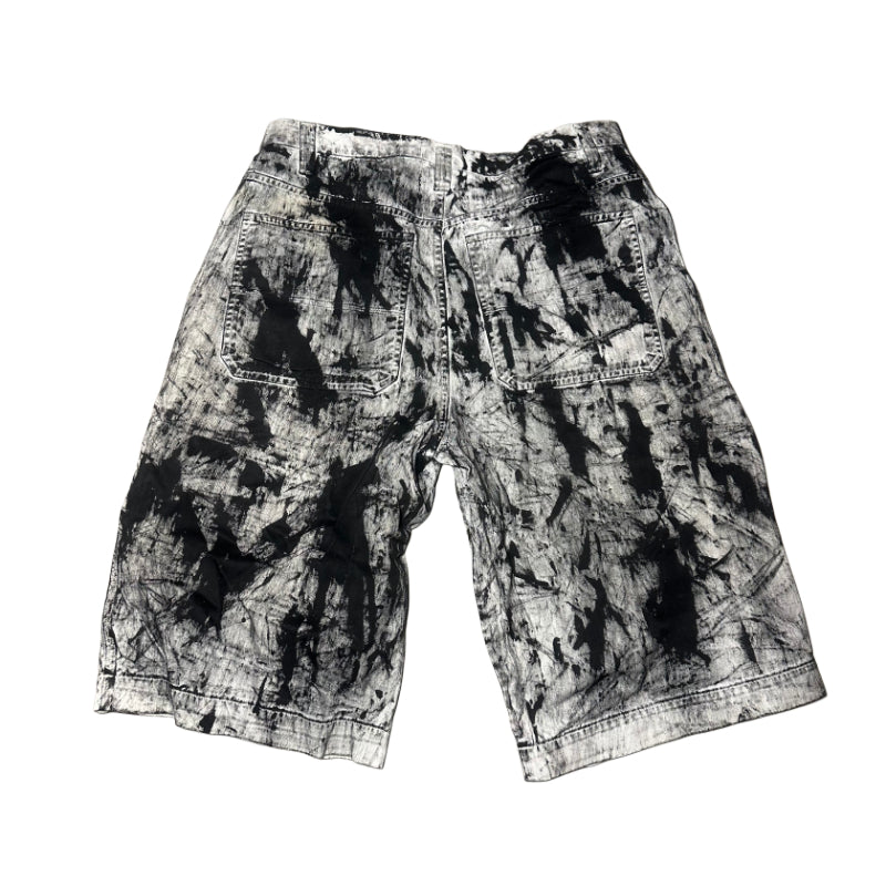 WHITE AND BLACK PAINTER SHORTS