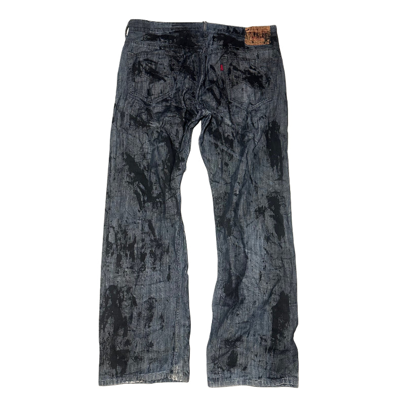 BLUE AND BLACK PAINTER DENIM JEANS