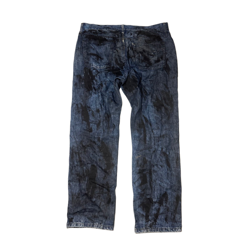 BLUE AND BLACK PAINTER DENIM JEANS