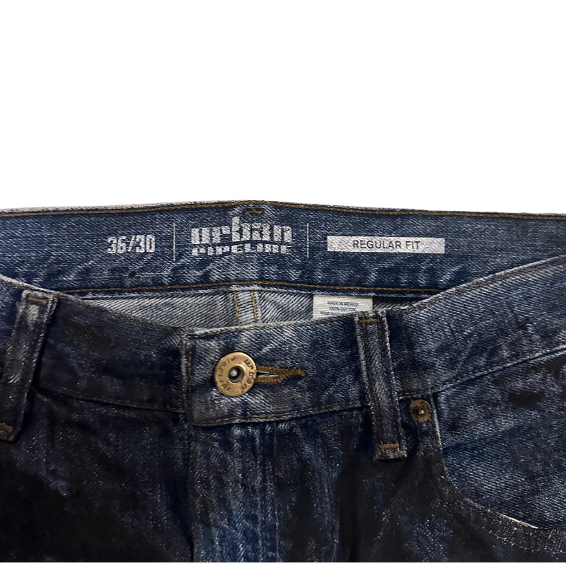 BLUE AND BLACK PAINTER DENIM JEANS