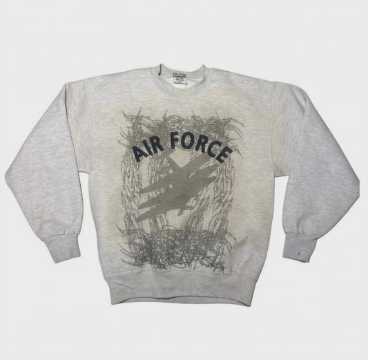 PLANE AIR FORCE GREY CREWNECK